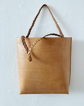 Leather tote & shoulder bag : MIMI (natural)