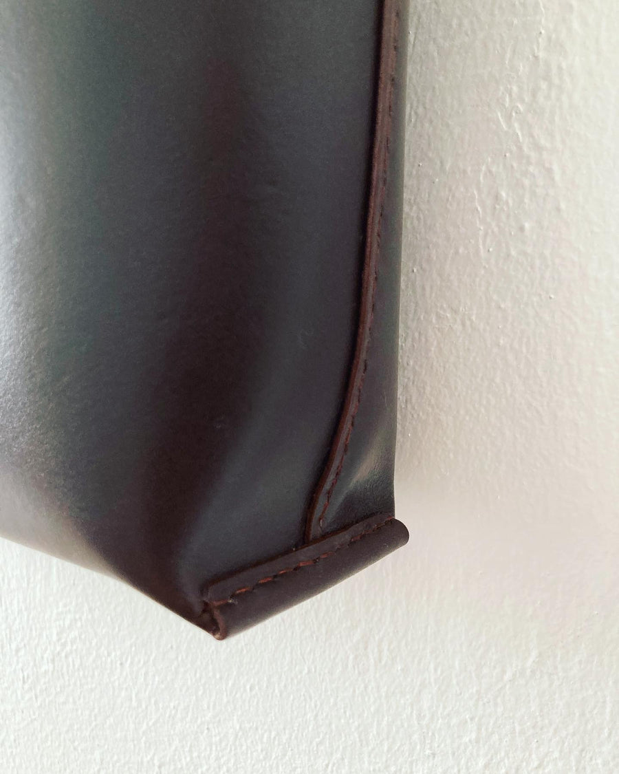 Leather tote & shoulder bag : MIMI (dark brown)