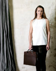 Leather briefcase: AMBASSADOR (dark brown)