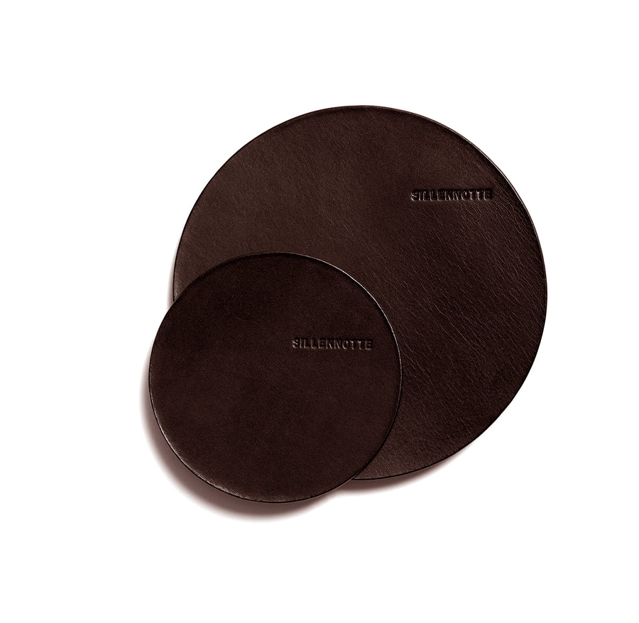 Leather coaster: VINO small (dark brown) - set of 4