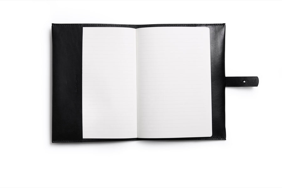 LEATHER A5 NOTEBOOK COVER: NOTE (BLACK)
