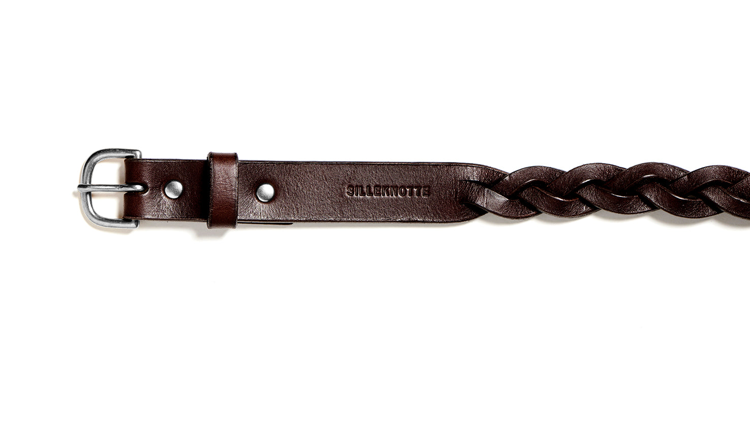 Plaited leather belt: HELLE (dark brown)