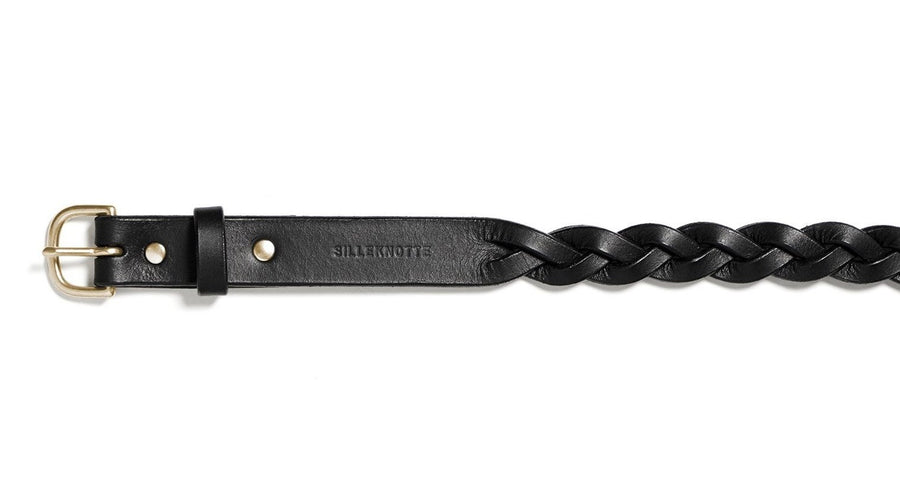 Plaited leather belt: HELLE (black)