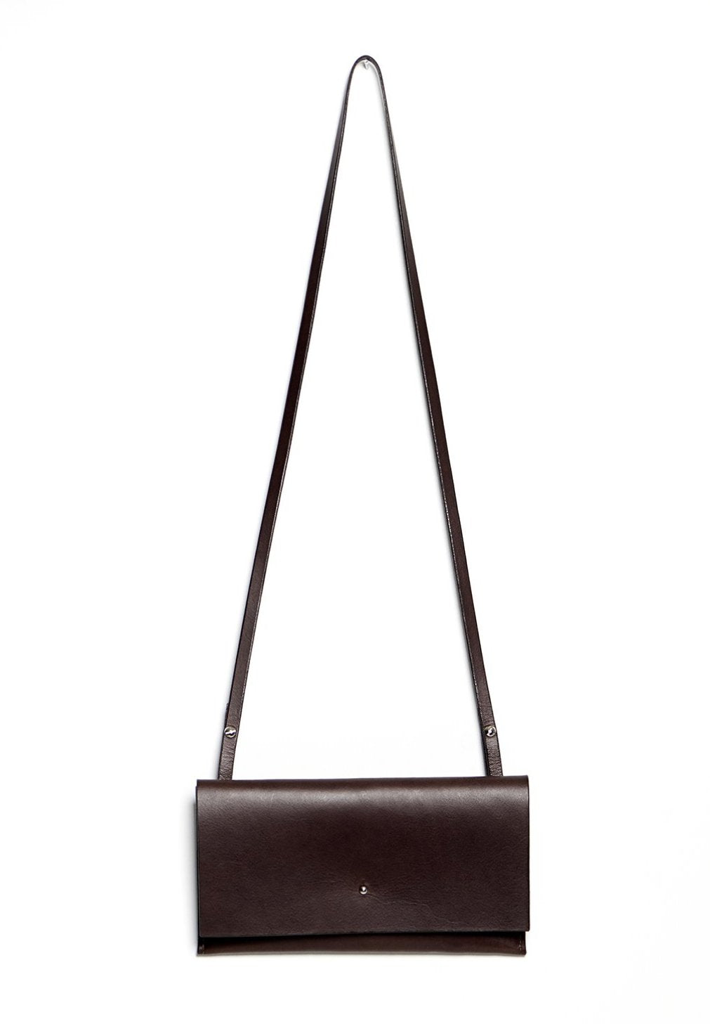 Leather clutch &amp; shoulder bag: RIGMOR MINI (dark brown)