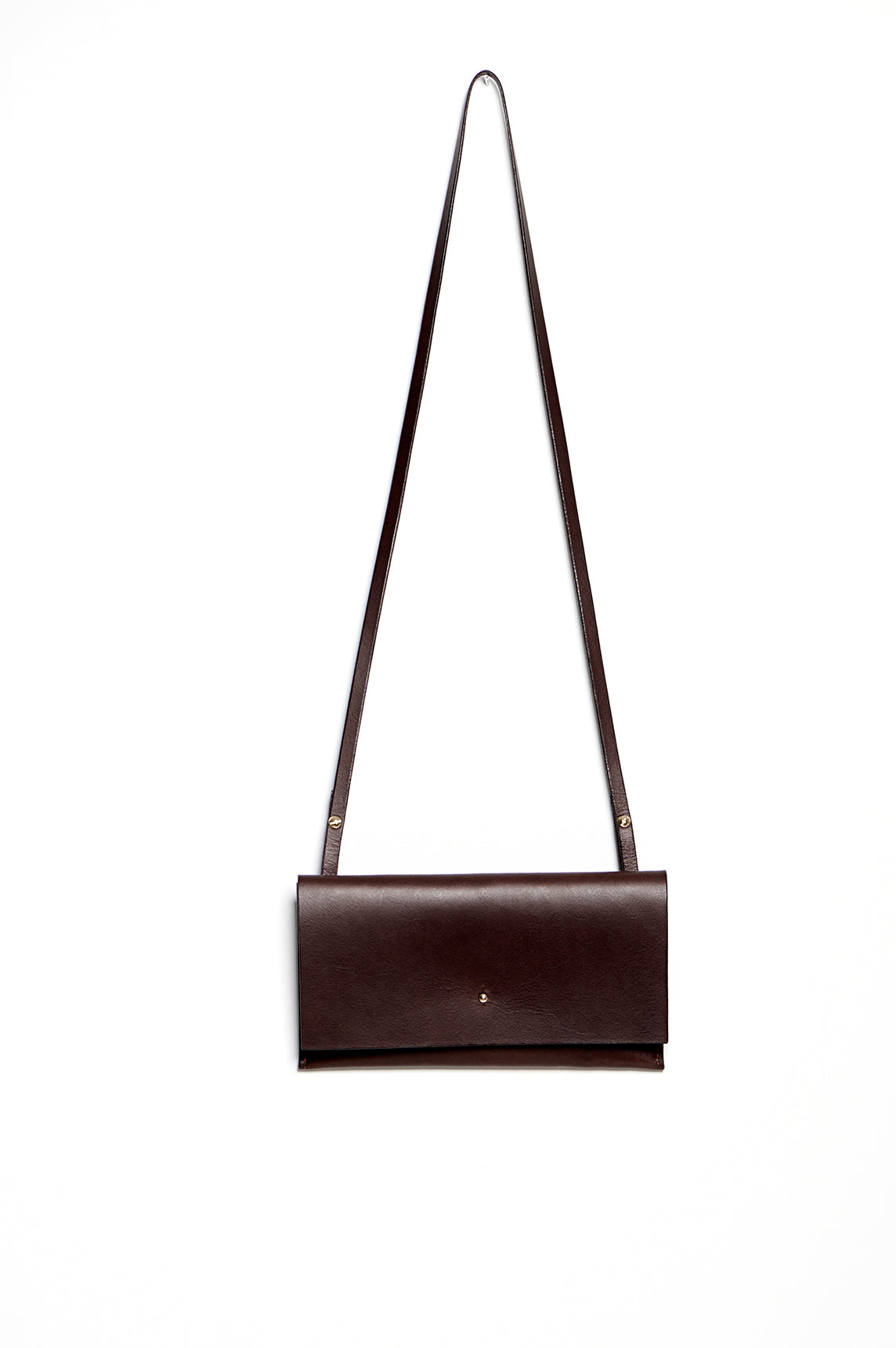 Leather clutch &amp; shoulder bag: RIGMOR MINI (dark brown)