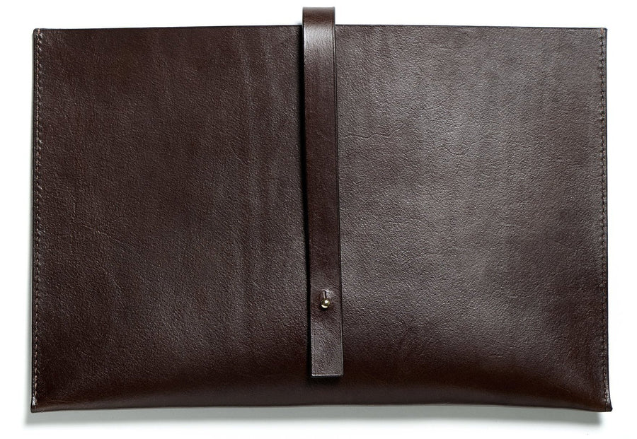 Leather computer sleeve: SIXTEN (dark brown)