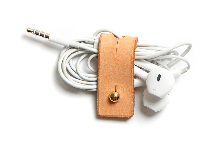 Leather cable organizer: CHARLIE (natural) 3 pack