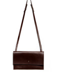 Leather shoulder bag: RIGMOR MEGA (dark brown)
