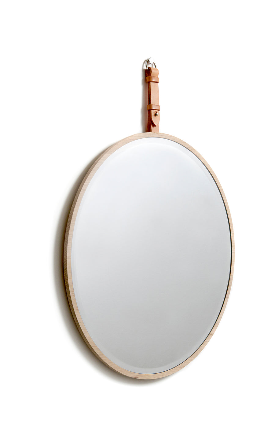 Wall mirror: EKKO (natural) leather & oak