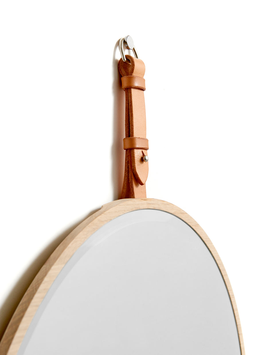 Wall mirror: EKKO (natural) leather & oak