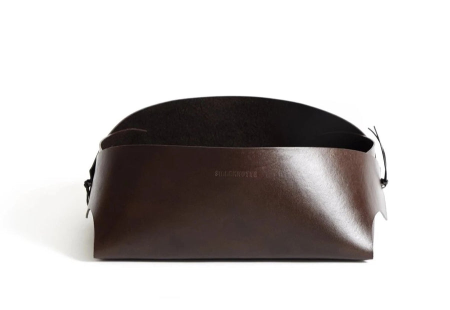 Leather basket: FOLD - large (dark brown)