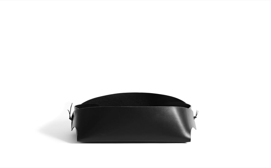 Leather basket: FOLD - mini (black)