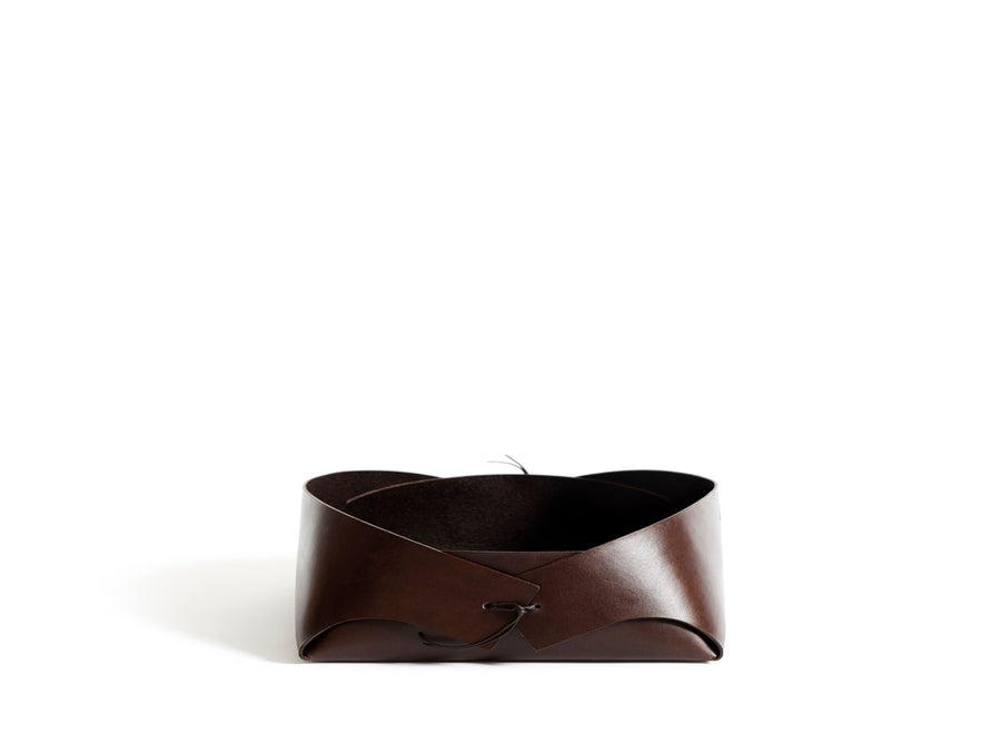 Leather basket: FOLD - mini (dark brown)